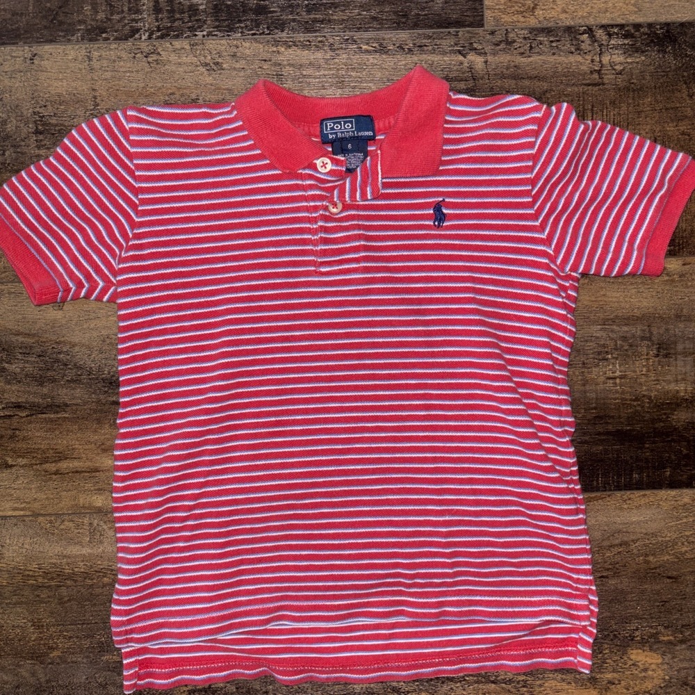 POLO Ralph Lauren Boys 6 Polo Shirt Red Blue Stripes Preppy Pony